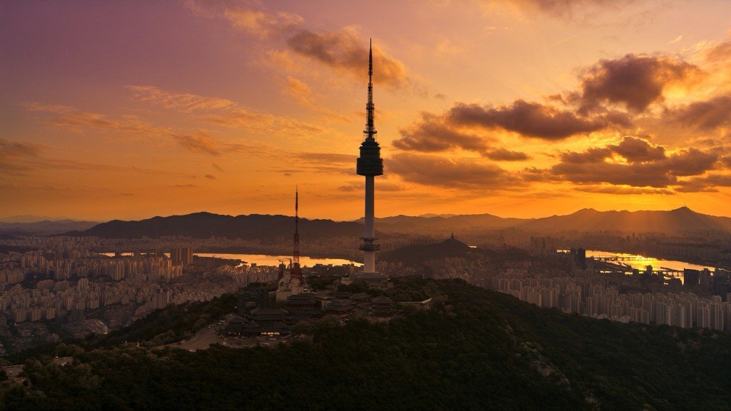 Seoul skyline at sunset